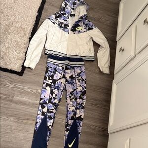 Nike White and Blue Floral Track Suit